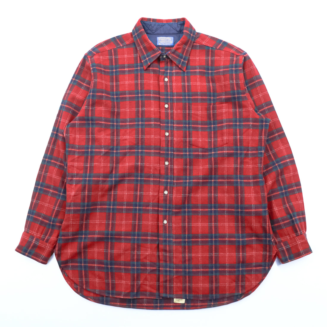 Vintage Pendleton Wool Shirt Plaid Red Blue Green XL Made in USA 70s 100% Virgin Wool