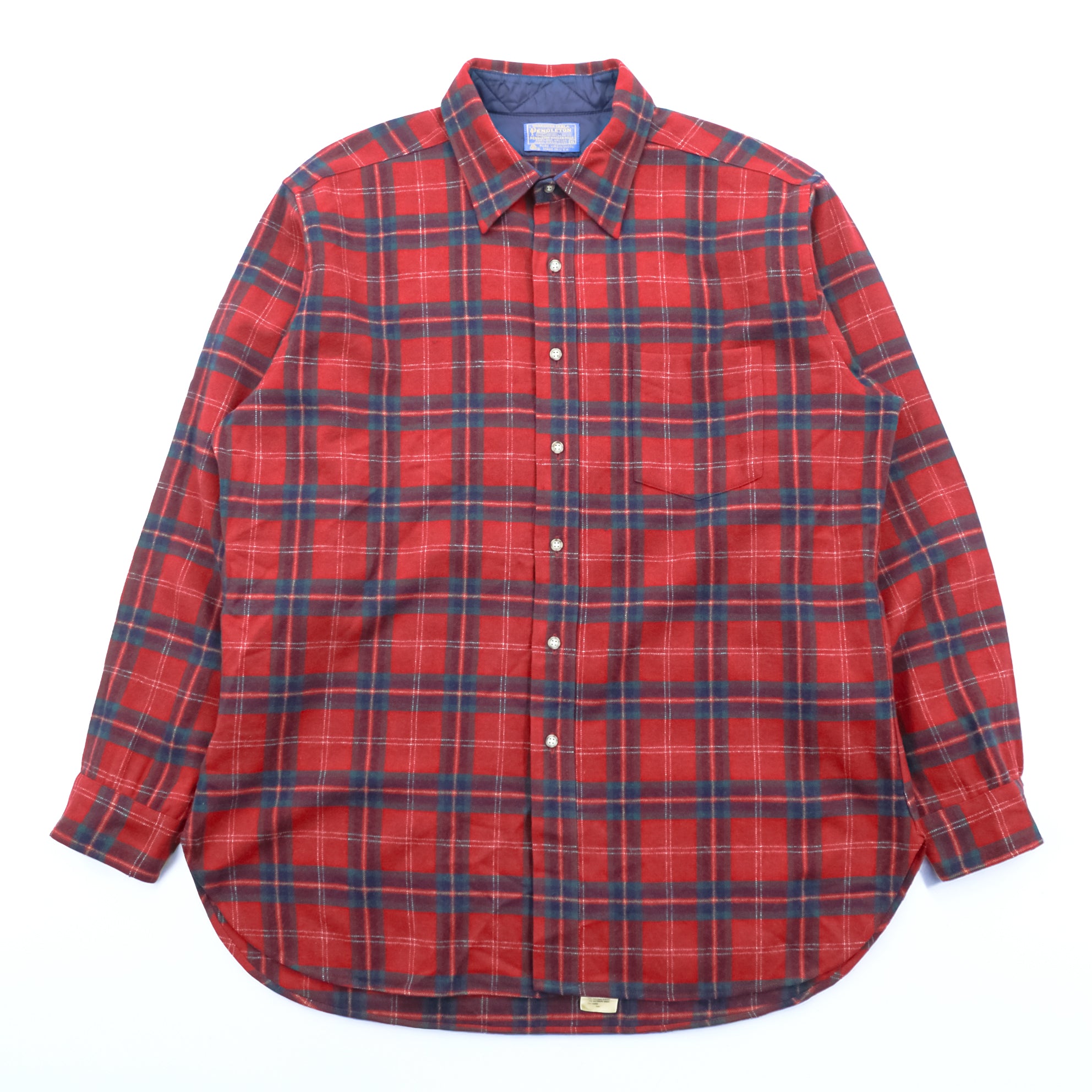 Vintage Pendleton Wool Shirt Plaid Red Blue Green XL Made in USA 70s 100% Virgin Wool