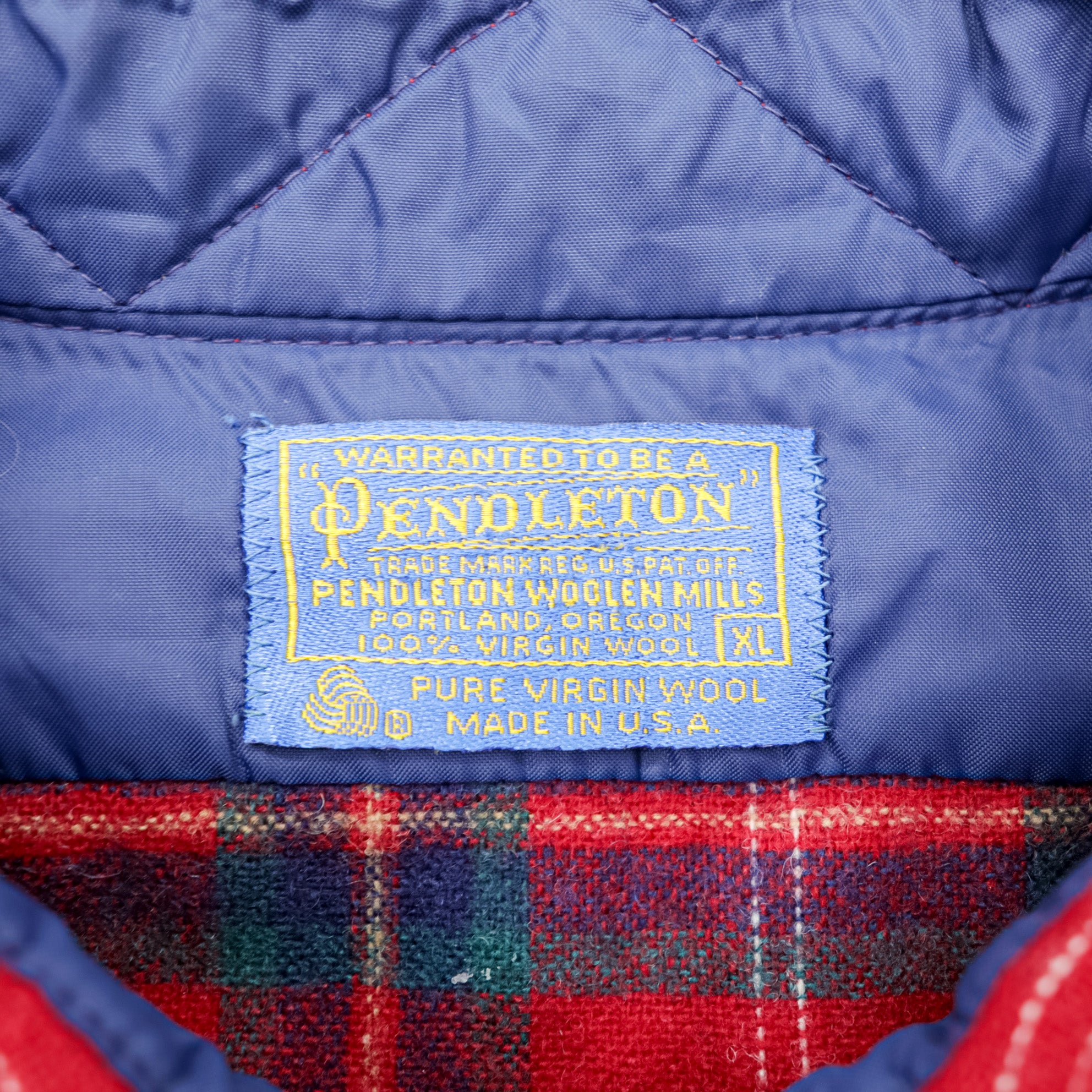 Vintage Pendleton Wool Shirt Plaid Red Blue Green XL Made in USA 70s 100% Virgin Wool