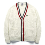 Vintage LACOSTE 70s Knit Cardigan M IZOD Spool Tag Tricolor