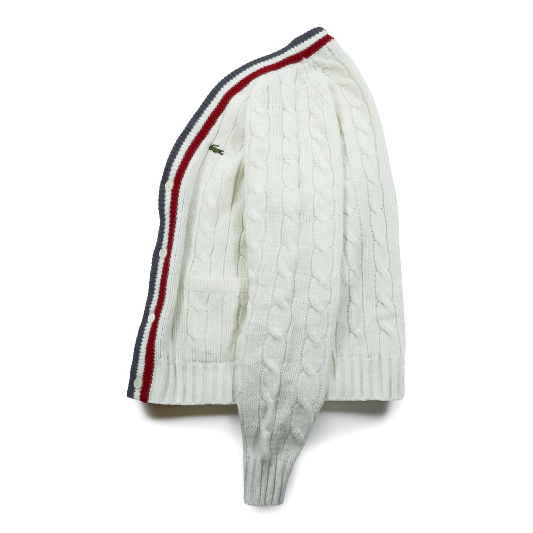 IZOD LACOSTE 70年代 ヴィンテージ ニット カーディガン M ホワイト 糸巻タグ トリコロール