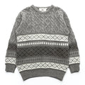 West Highland Woollens 80年代 スコットランド製 ヴィンテージ ケーブルニット セーター グレー M ウール 総柄 フェアアイル