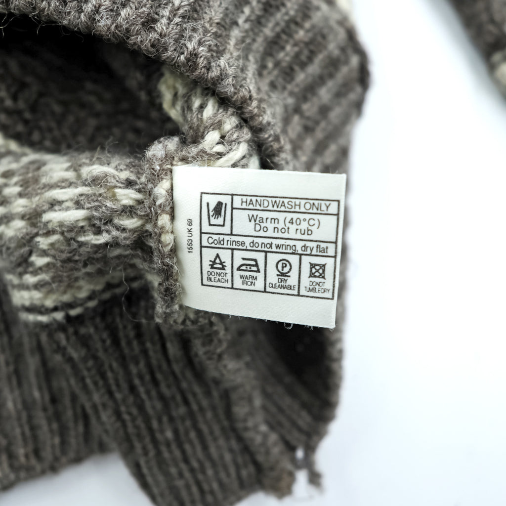 West Highland Woollens 80年代 スコットランド製 ヴィンテージ ケーブルニット セーター グレー M ウール 総柄 フェアアイル