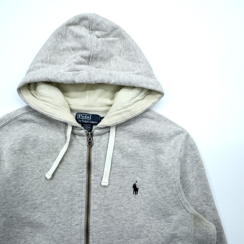 Polo Ralph Lauren 90年代 リバースウィーブ ジップパーカー M グレー スモールポニー ロゴ 刺繍