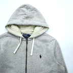 Polo Ralph Lauren 90年代 リバースウィーブ ジップパーカー M グレー スモールポニー ロゴ 刺繍
