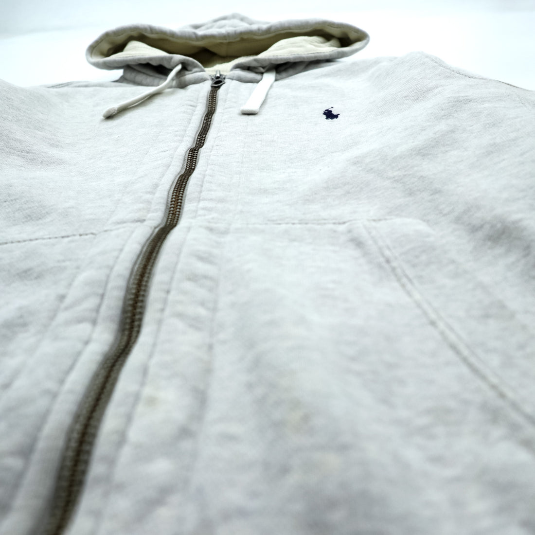Polo Ralph Lauren 90s Reverse Weave Zip Hoodie M Gray Small Pony Logo Embroidery