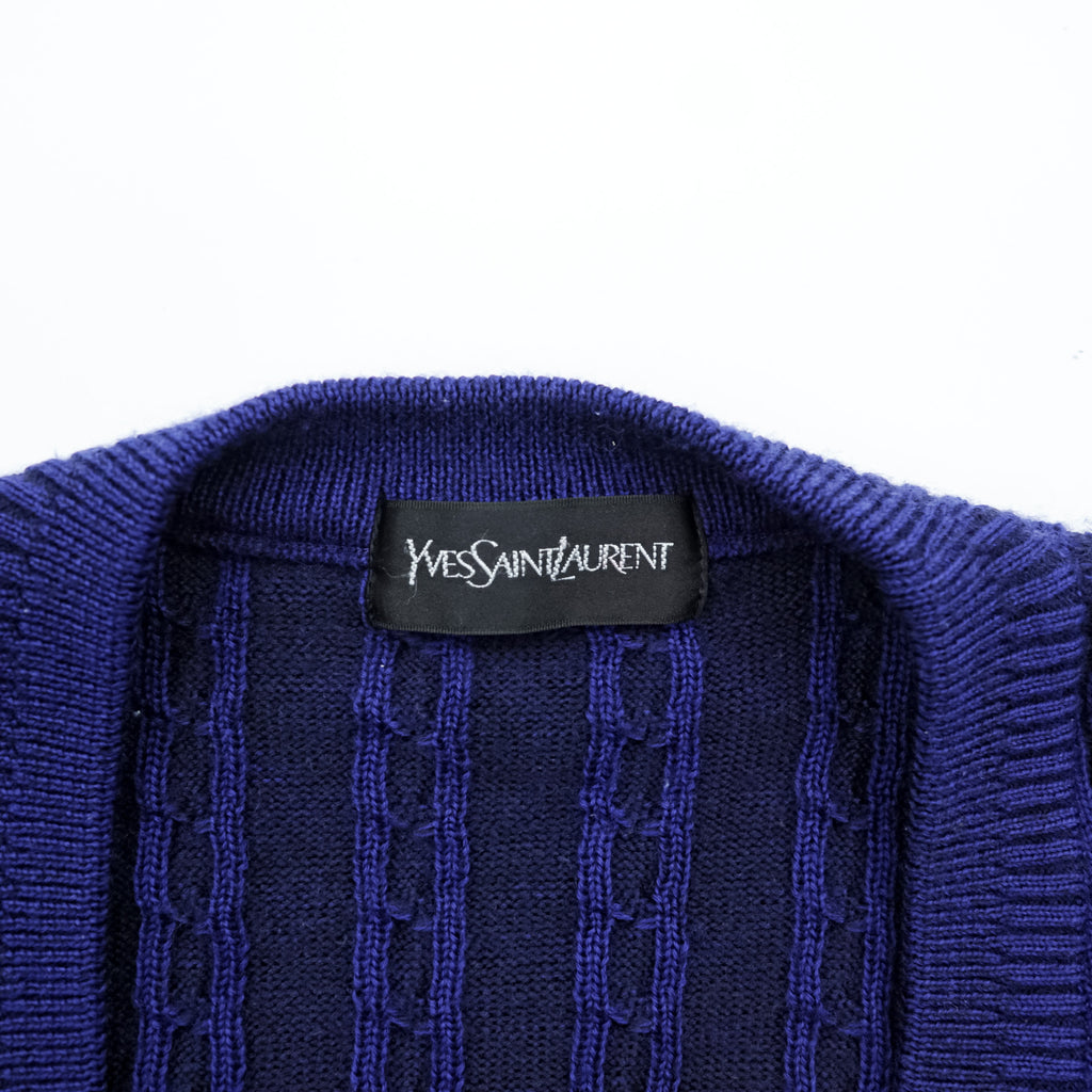 YVES SAINT LAURENT 90年代 日本製 ヴィンテージ ケーブル編み ニット カーディガン XL オールド YSL