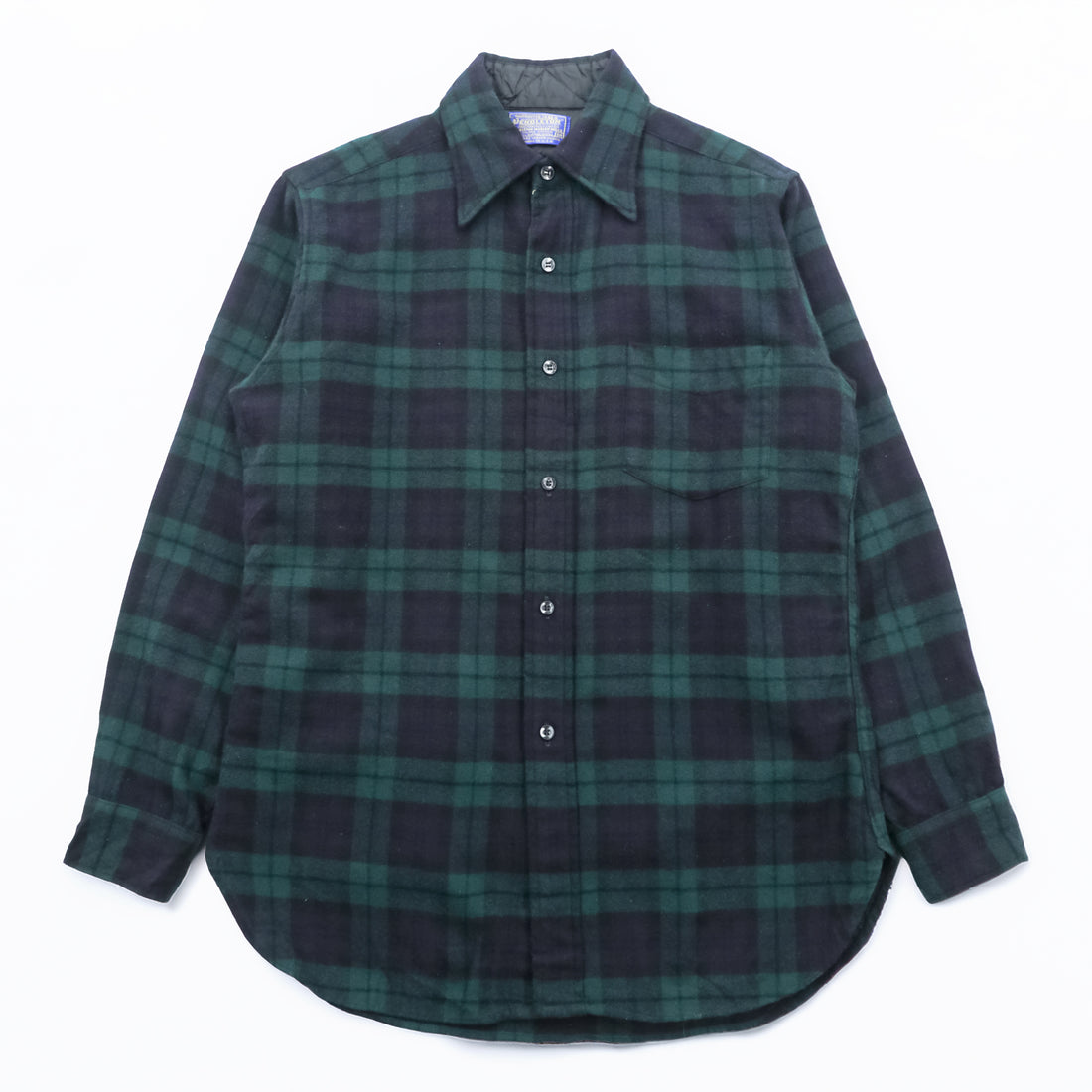 Vintage Pendleton Wool Shirt Black Watch Plaid Made in USA Size M 70s Virgin Wool