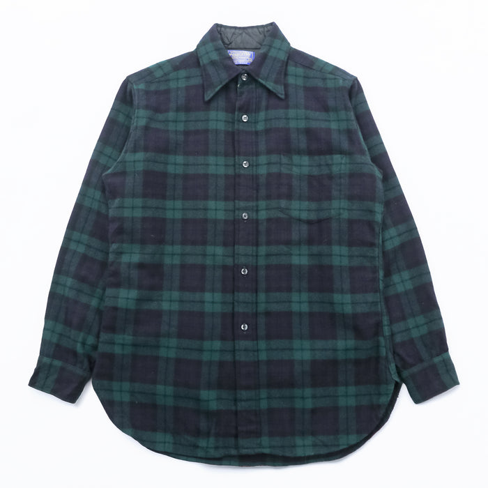 Vintage Pendleton Wool Shirt Black Watch Plaid Made in USA Size M 70s Virgin Wool