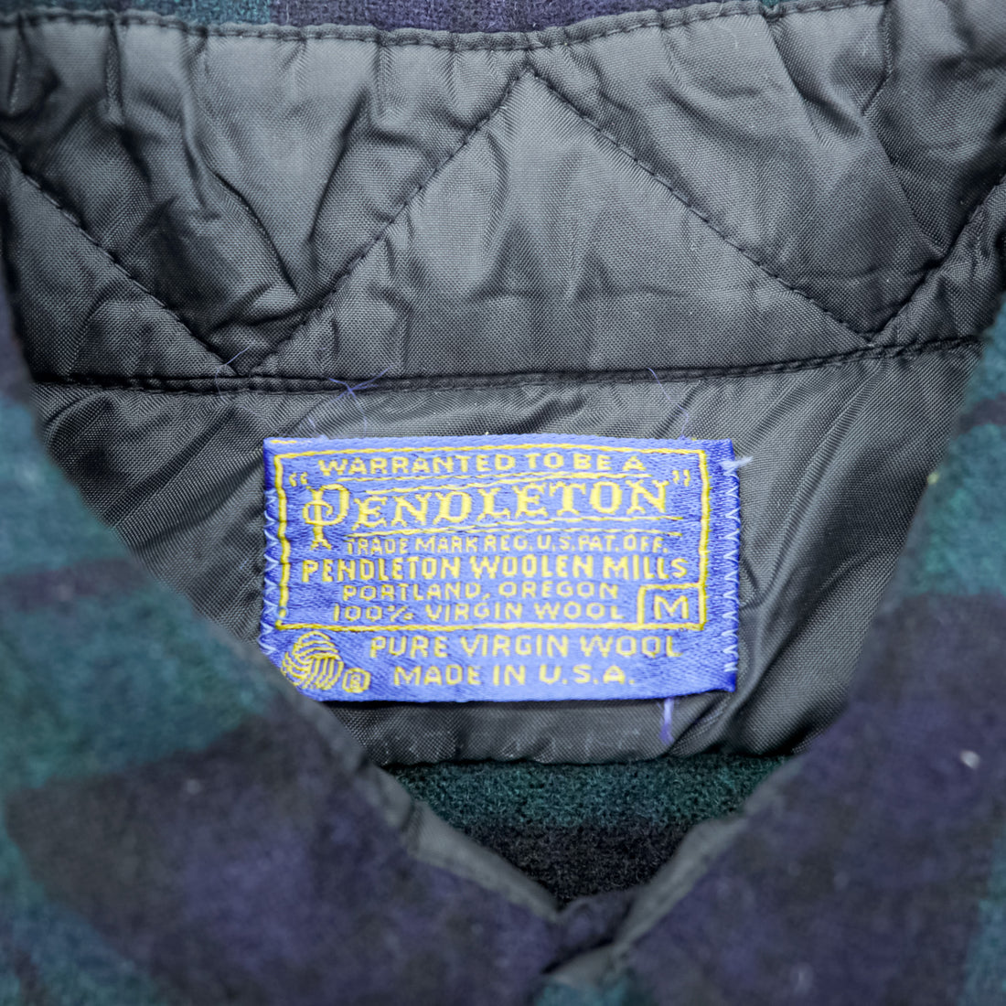 PENDLETON 70年代 USA製 ヴィンテージ ブラックウォッチ ウール フランネルシャツ M チェック ネイビー グリーン