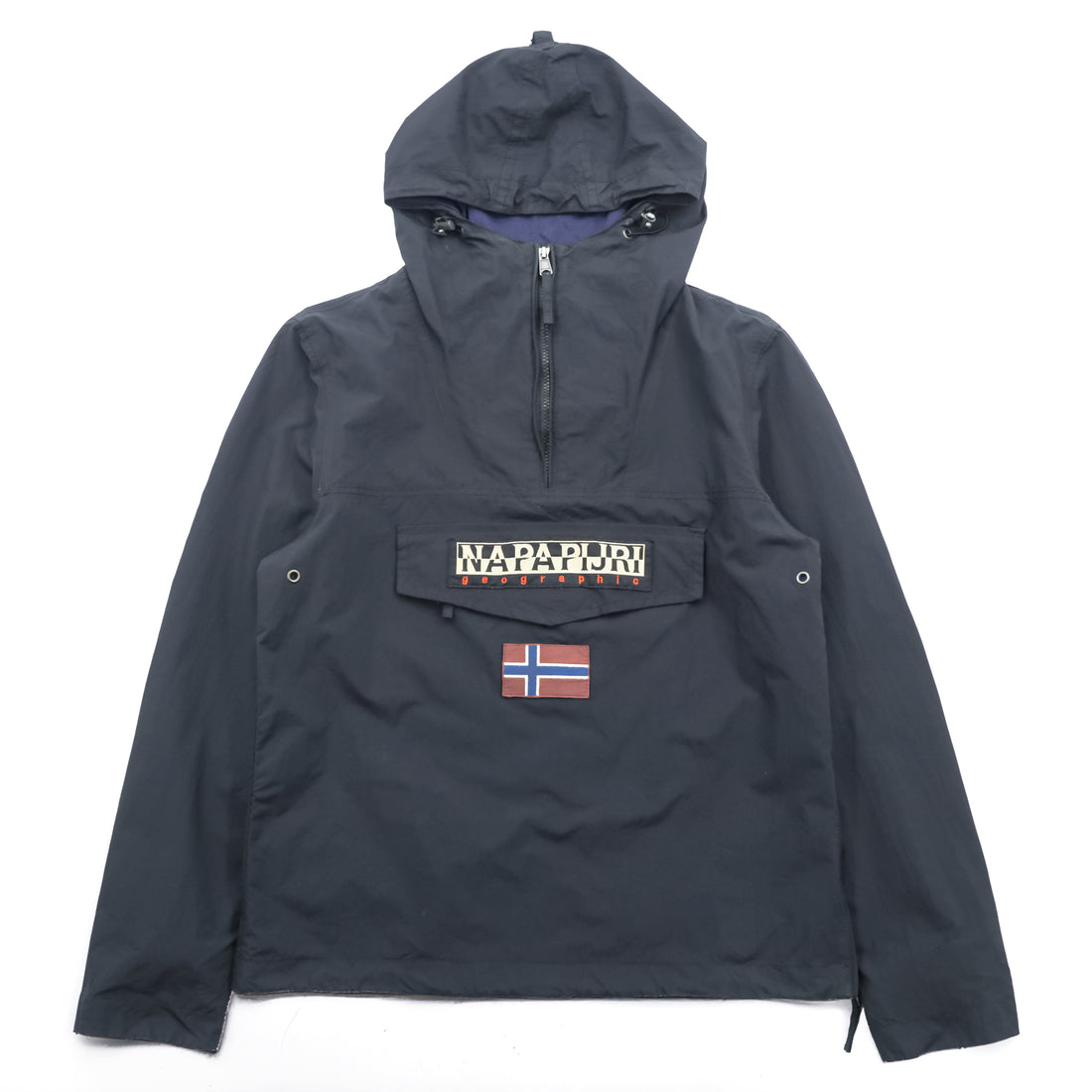 NAPAPIJRI ハーフジップ アノラックパーカー L ドローコード サイドジップ スリット メッシュライナー N0Y9SY