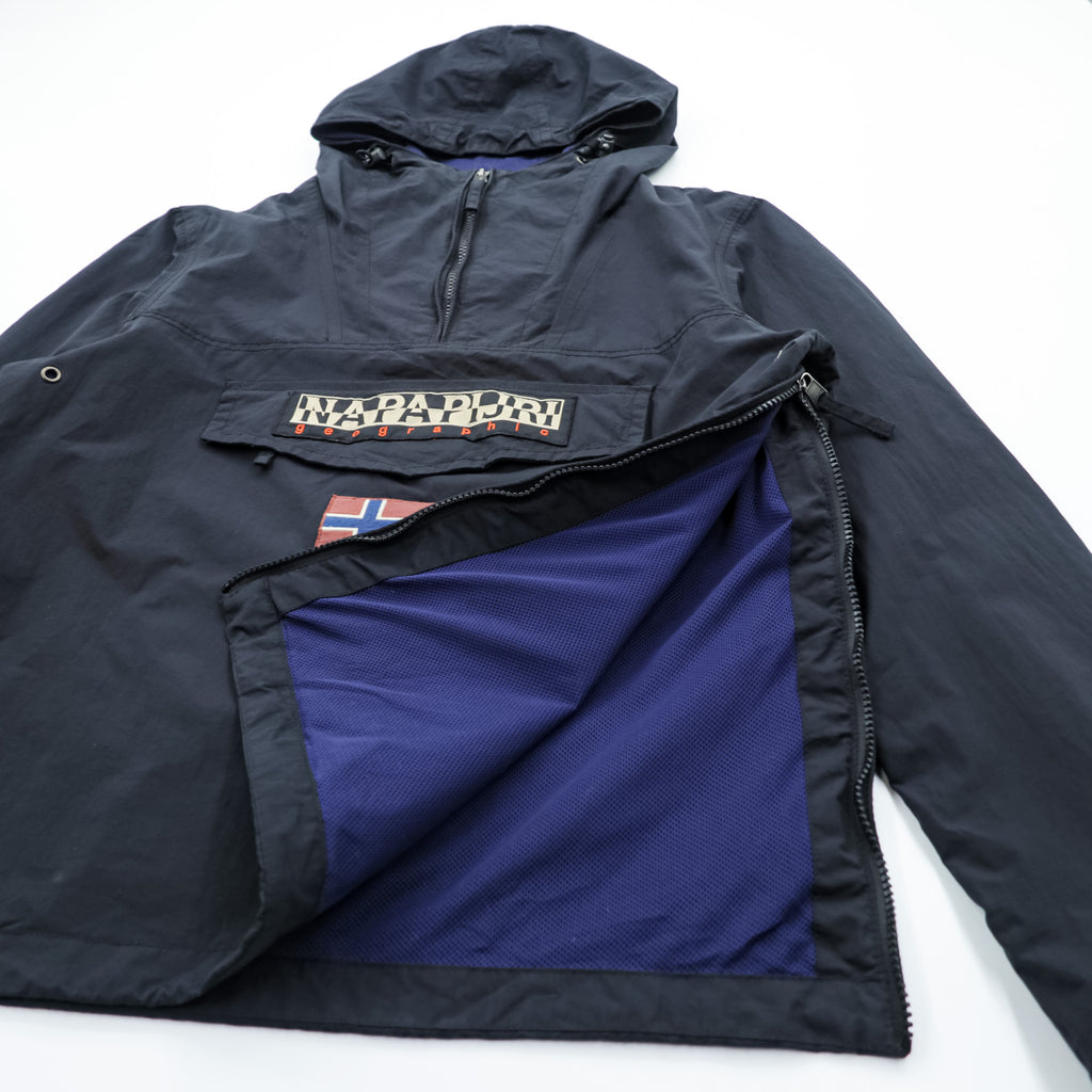 NAPAPIJRI Half-Zip Anorak Hoodie L N0Y9SY Taped Seam Mesh Liner