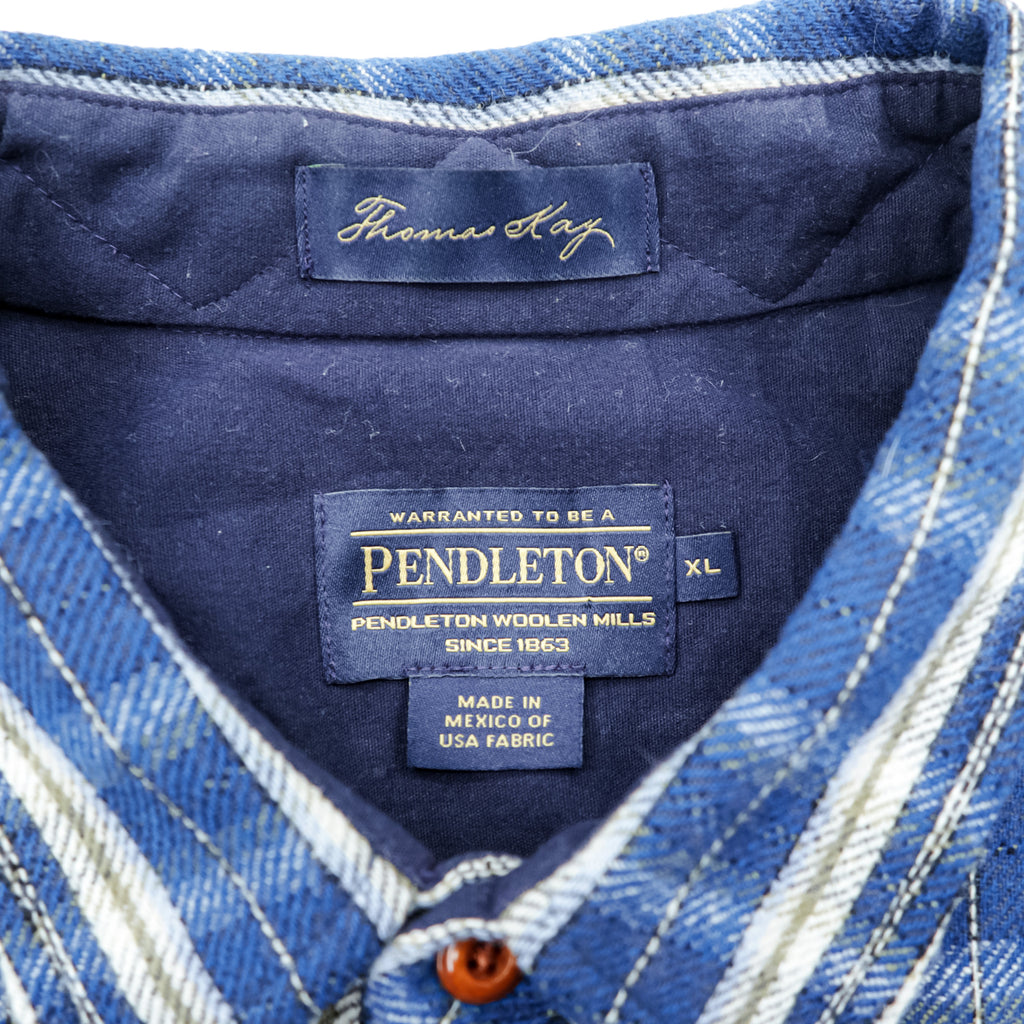 PENDLETON Flannel Shirt XL Checked Thomas Kay Collection Elbow Patch