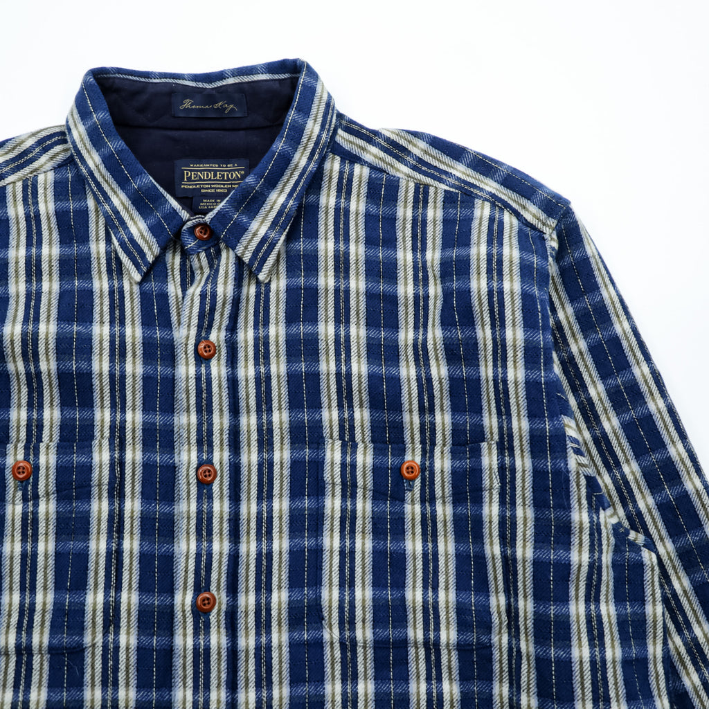 PENDLETON Flannel Shirt XL Checked Thomas Kay Collection Elbow Patch