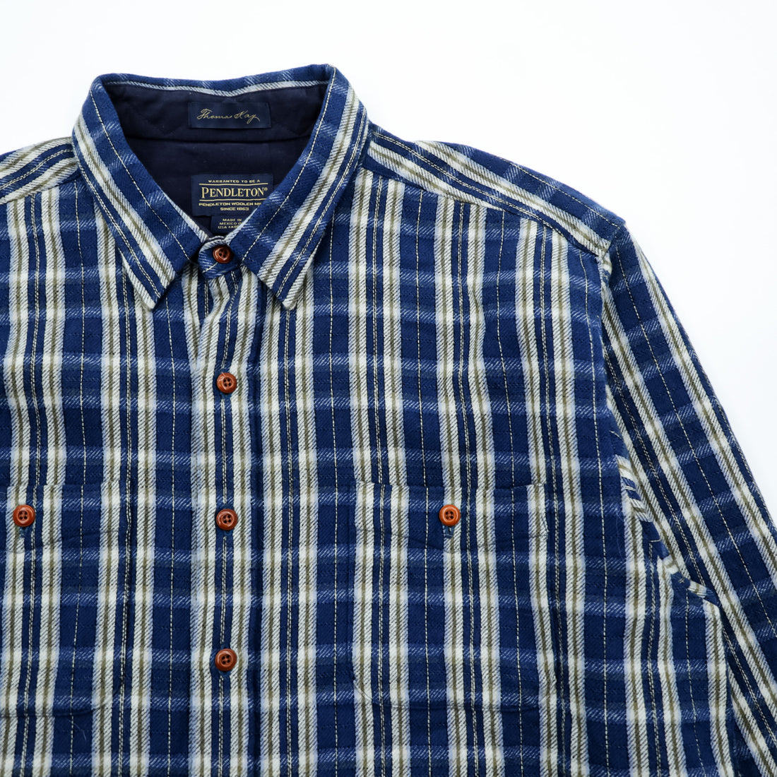 PENDLETON Flannel Shirt XL Checked Thomas Kay Collection Elbow Patch