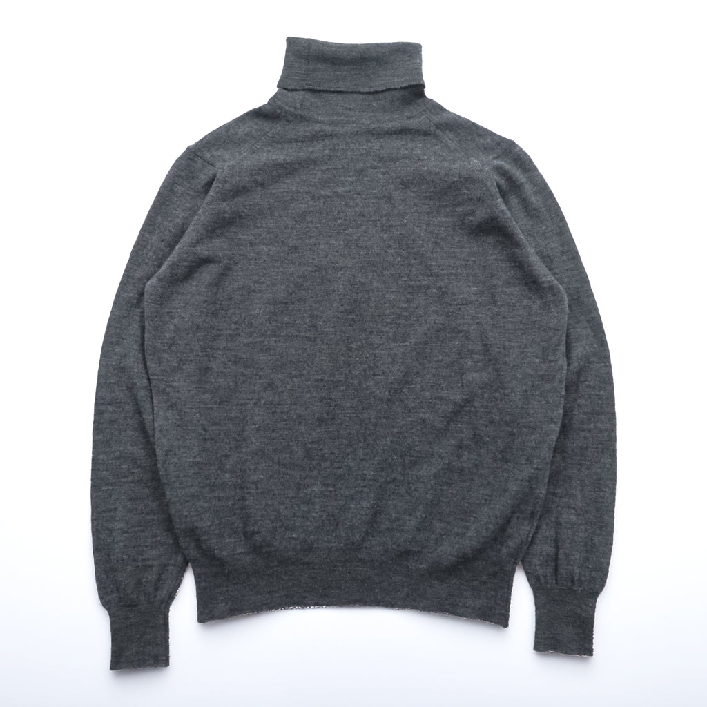 JOHN SMEDLEY 英国製 メリノウール タートルネック ニット セーター S グレー EXTRAFINE MERINO WOOL イギリス製