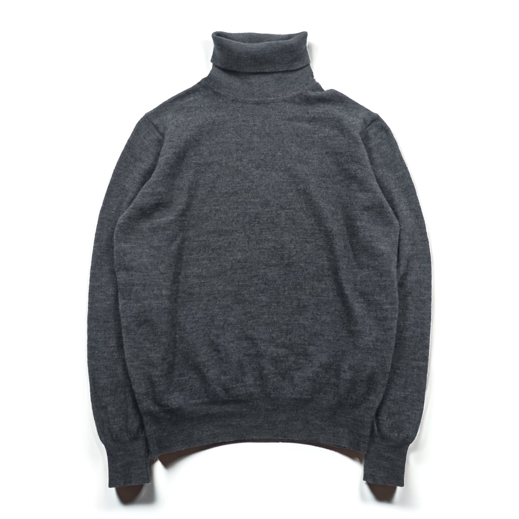JOHN SMEDLEY 英国製 メリノウール タートルネック ニット セーター S グレー EXTRAFINE MERINO WOOL イギリス製