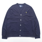 Polo Ralph Lauren 鹿の子 ニット Vネック カーディガン XL ネイビー スモールポニー ロゴ 刺繍