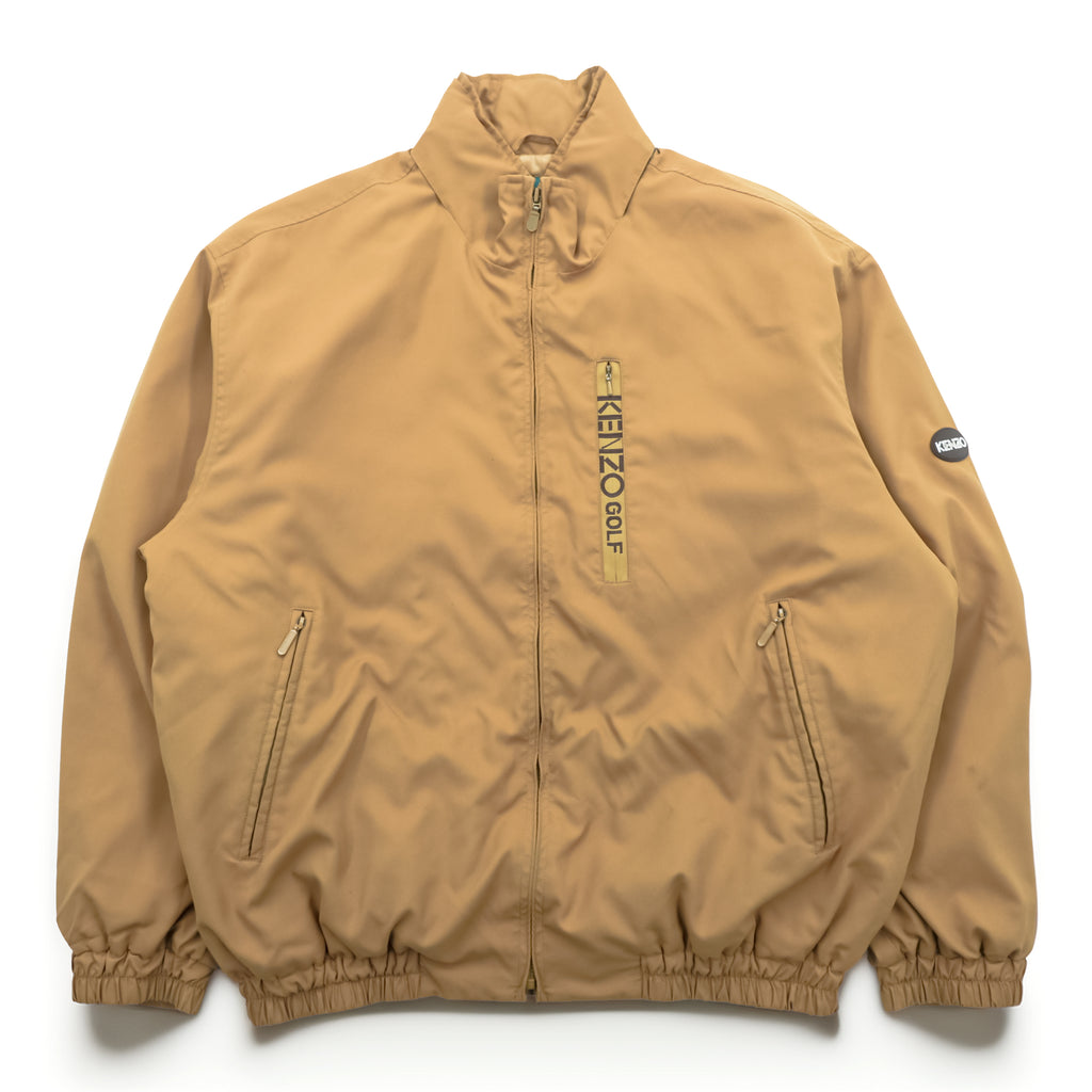 Vintage KENZO GOLF Padded Bomber Jacket Beige Tan Size 4 Large XL Streetwear 90s