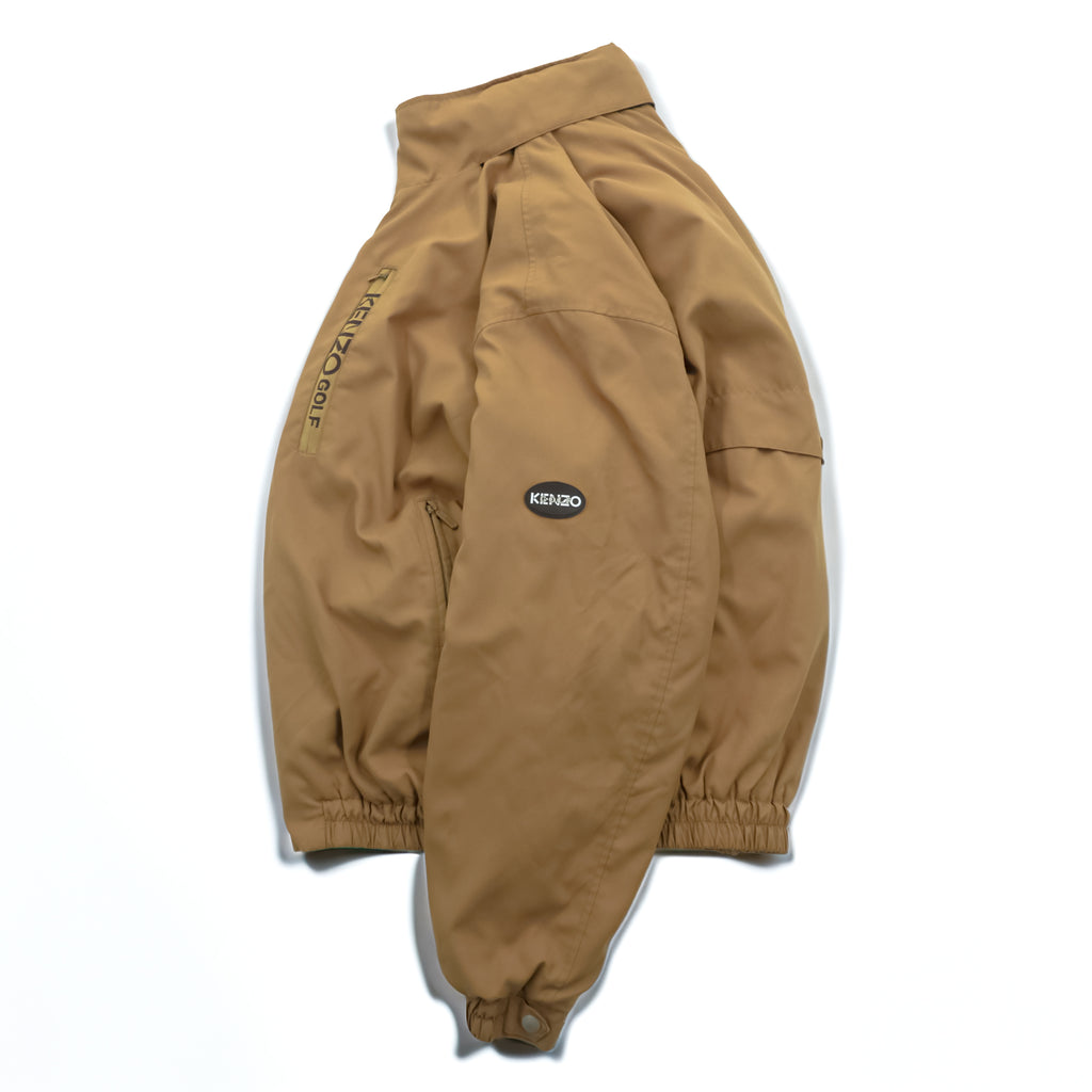Vintage KENZO GOLF Padded Bomber Jacket Beige Tan Size 4 Large XL Streetwear 90s