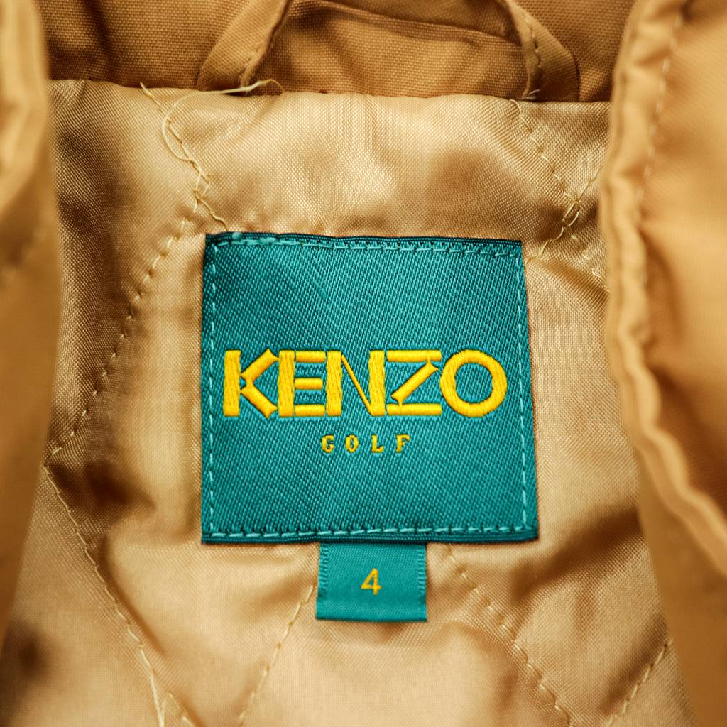 Vintage KENZO GOLF Padded Bomber Jacket Beige Tan Size 4 Large XL Streetwear 90s