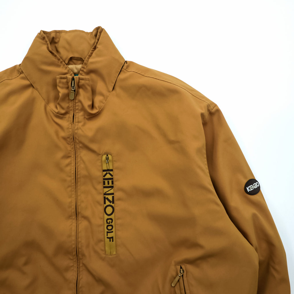 Vintage KENZO GOLF Padded Bomber Jacket Beige Tan Size 4 Large XL Streetwear 90s