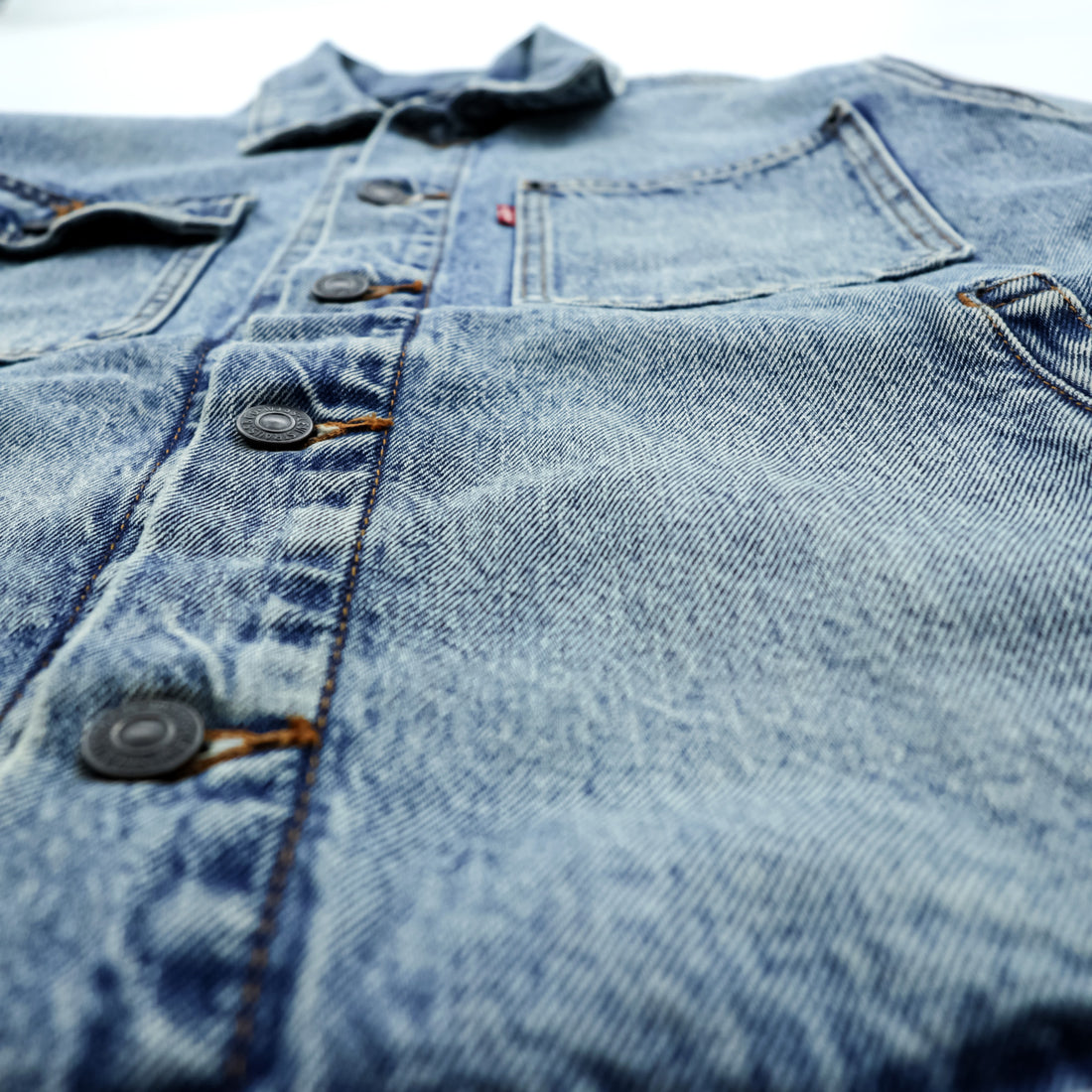 Levi's ヴィンテージ加工 デニム トラッカージャケット Gジャン M インディゴ ライトブルー STOCK TRUCKER JACKET A2662