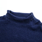 Leh ハイネック サーマル ニット セーター M ネイビー BEATNIK TURTLE SWEATER タートルネック サイドポケット LEH 597 日本製