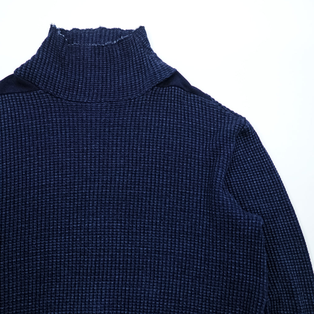 Leh ハイネック サーマル ニット セーター M ネイビー BEATNIK TURTLE SWEATER タートルネック サイドポケット LEH 597 日本製