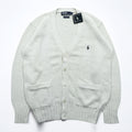 Polo Ralph Lauren 90年代 ニット Vネック カーディガン S ホワイト コットン ポケット 未使用品