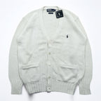 Polo Ralph Lauren 90年代 ニット Vネック カーディガン S ホワイト コットン ポケット 未使用品
