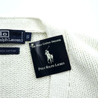 Polo Ralph Lauren 90年代 ニット Vネック カーディガン S ホワイト コットン ポケット 未使用品