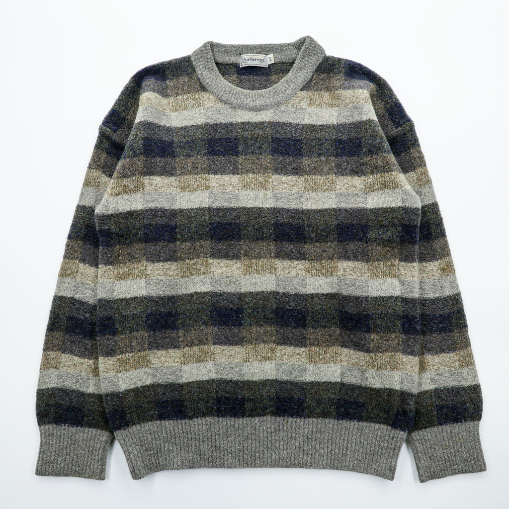 BURBERRY 日本製 90年代 ヴィンテージ レトロ 総柄 ニット セーター L チェック オールド