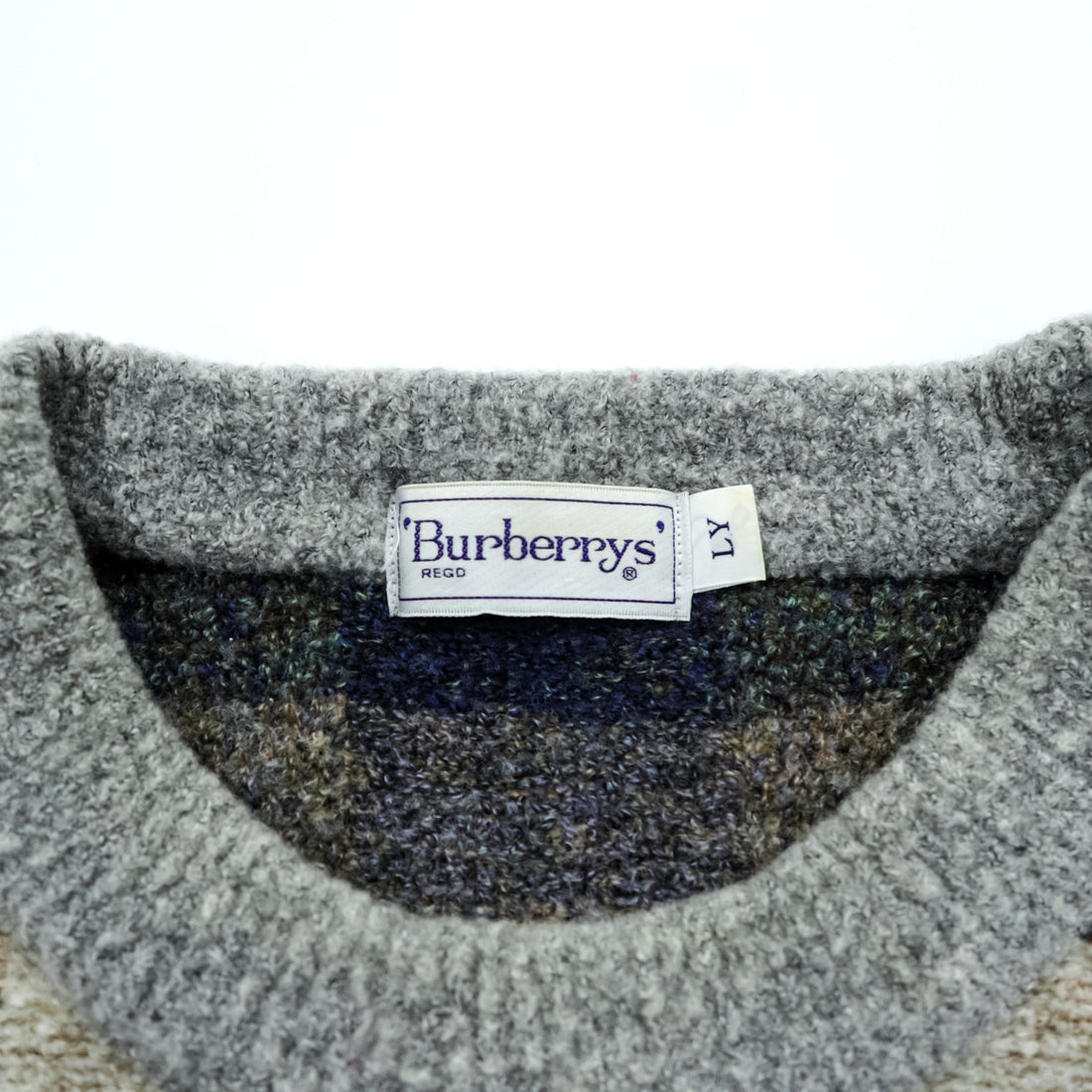 BURBERRY 日本製 90年代 ヴィンテージ レトロ 総柄 ニット セーター L チェック オールド