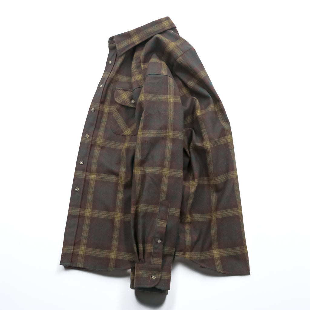 PENDLETON Flannel Shirt Long Sleeve Wool Shirt XL Plaid Green FIELD SHIRT USA VIRGIN WOOL Chest Pocket