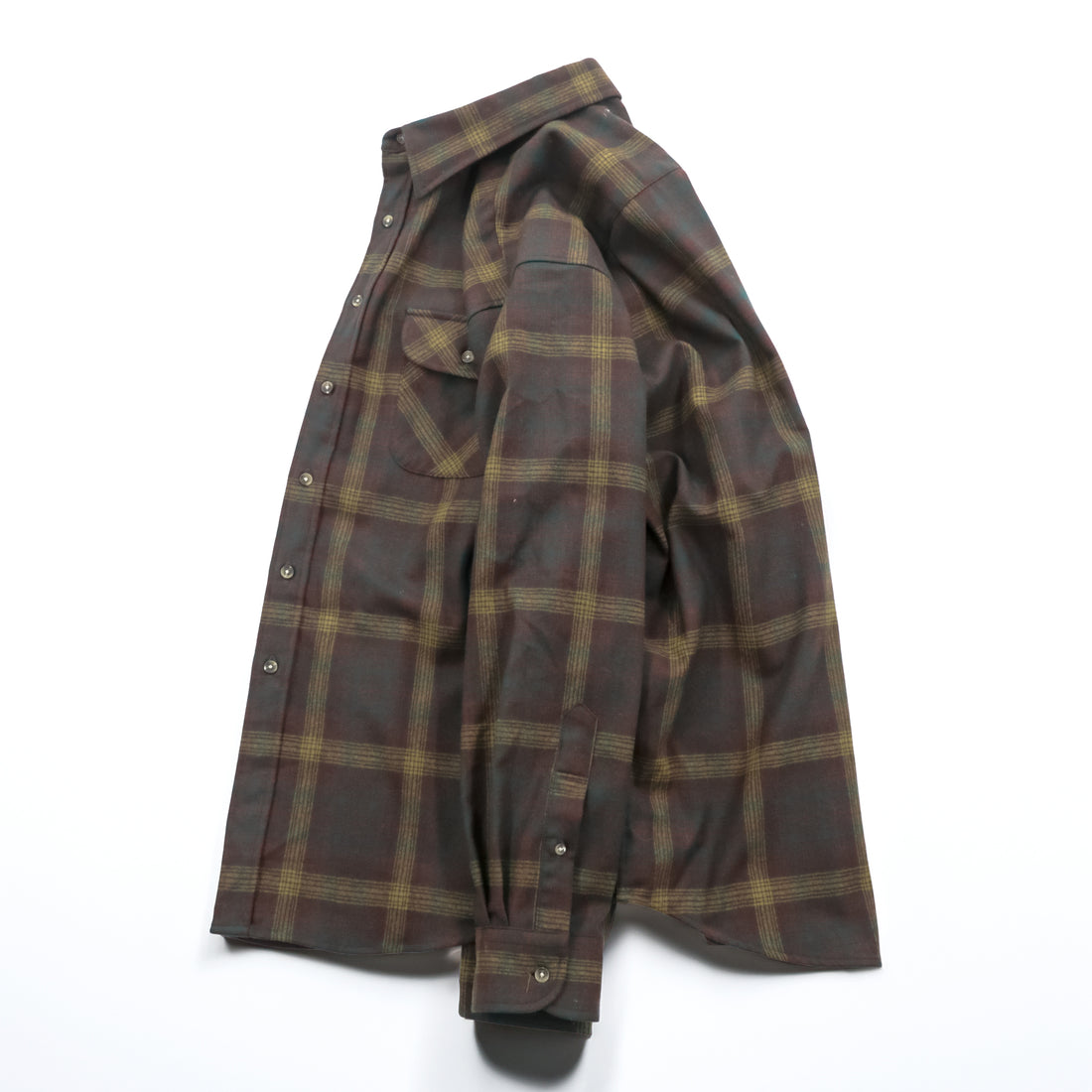 PENDLETON Flannel Shirt Long Sleeve Wool Shirt XL Plaid Green FIELD SHIRT USA VIRGIN WOOL Chest Pocket