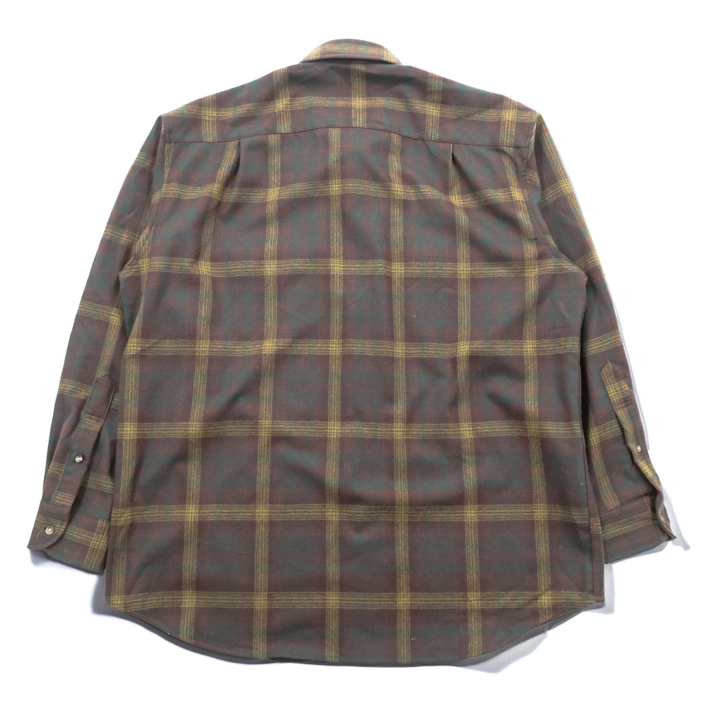 PENDLETON Flannel Shirt Long Sleeve Wool Shirt XL Plaid Green FIELD SHIRT USA VIRGIN WOOL Chest Pocket