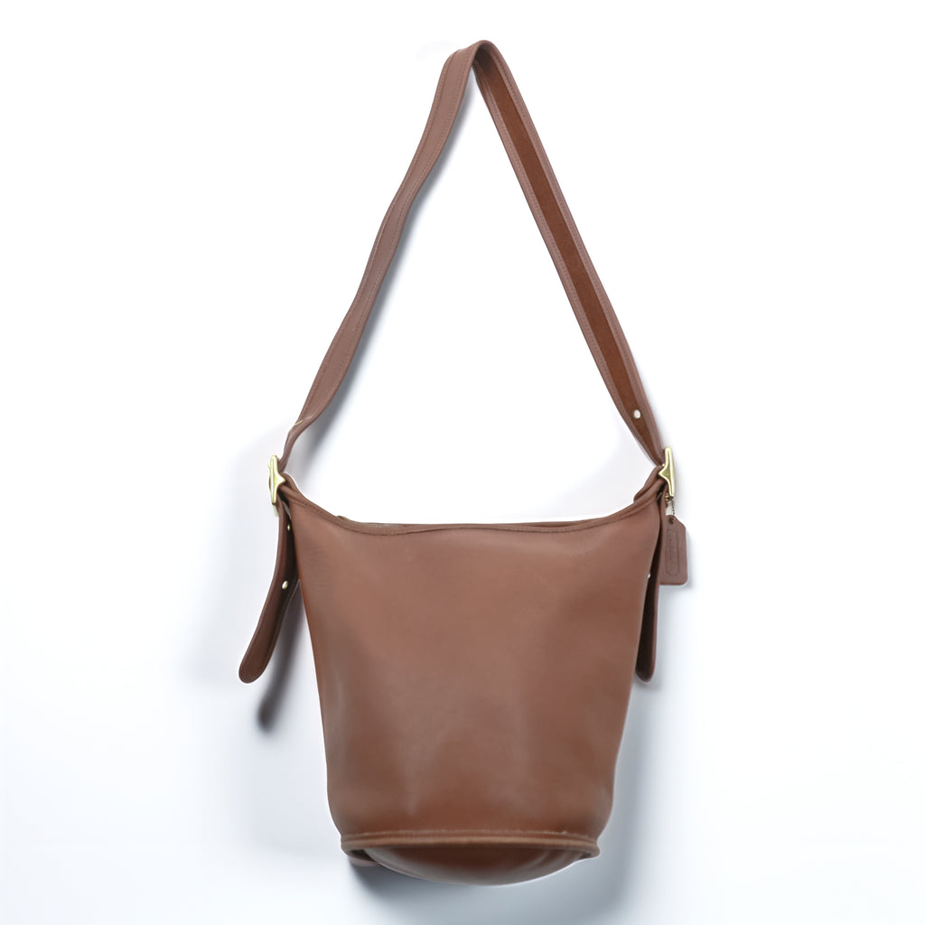 Vintage Coach Small Duffle Sac Bucket Bag 9929 British Tan Leather USA Made