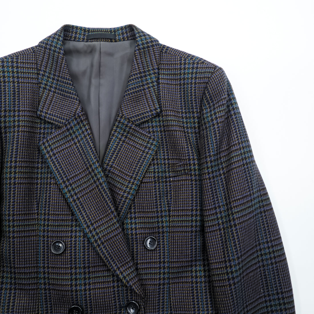 Vintage Burberrys Double Breasted Blazer Jacket Glen Check Plaid Navy Mens 90s