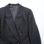Vintage Burberrys Double Breasted Blazer Jacket Glen Check Plaid Navy Mens 90s