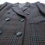 Vintage Burberrys Double Breasted Blazer Jacket Glen Check Plaid Navy Mens 90s