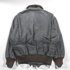 Vintage 90s TIME & TIDE Leather Flight Jacket G-1 Style Dark Brown Size 40 Bomber Fur Collar