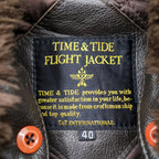 Vintage 90s TIME & TIDE Leather Flight Jacket G-1 Style Dark Brown Size 40 Bomber Fur Collar