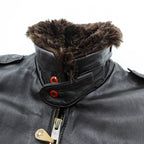 Vintage 90s TIME & TIDE Leather Flight Jacket G-1 Style Dark Brown Size 40 Bomber Fur Collar
