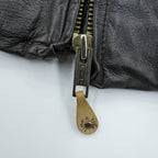 Vintage 90s TIME & TIDE Leather Flight Jacket G-1 Style Dark Brown Size 40 Bomber Fur Collar