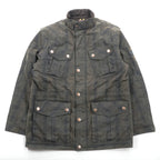 Timberland × British Millerain オイルド ハンティングジャケット L チェック チンストラップ 襟コーデュロイ 英国製生地 ワックスコットン