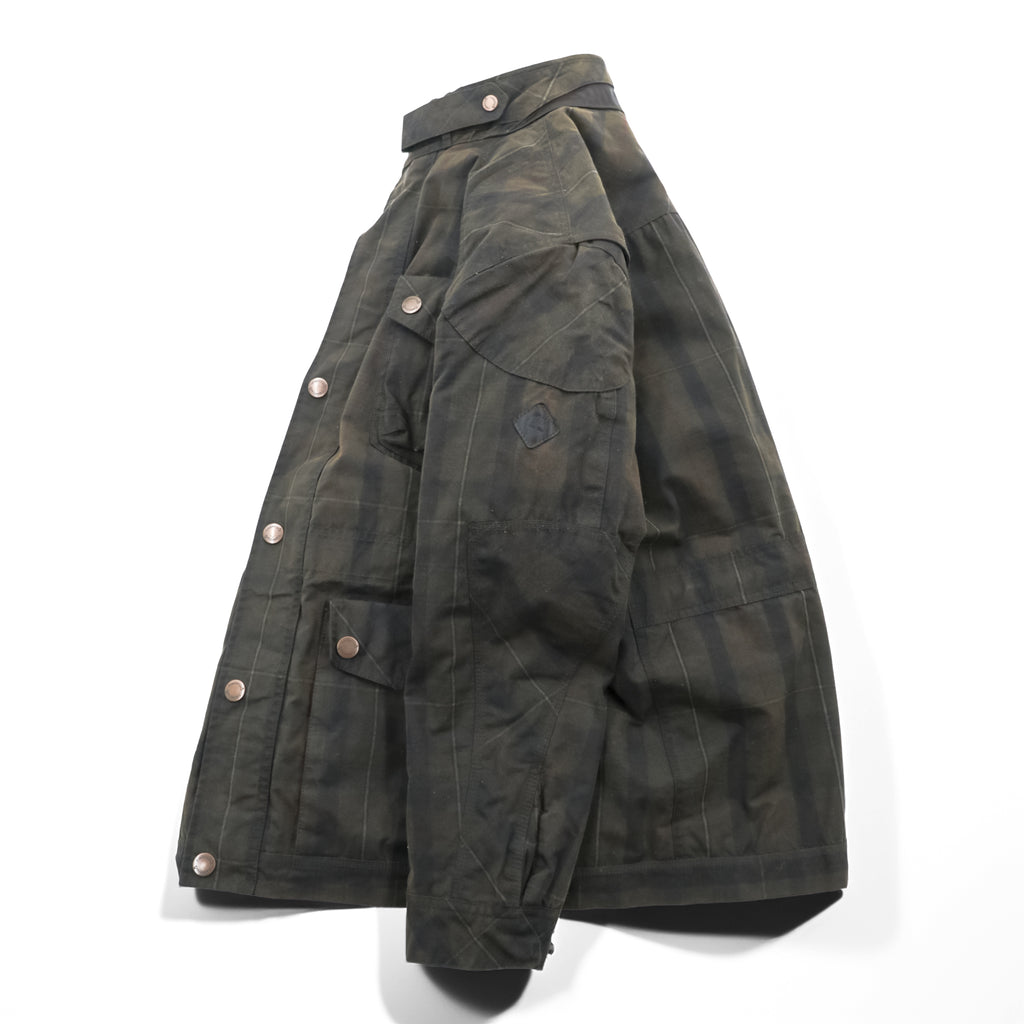 Timberland × British Millerain オイルド ハンティングジャケット L チェック チンストラップ 襟コーデュロイ 英国製生地 ワックスコットン