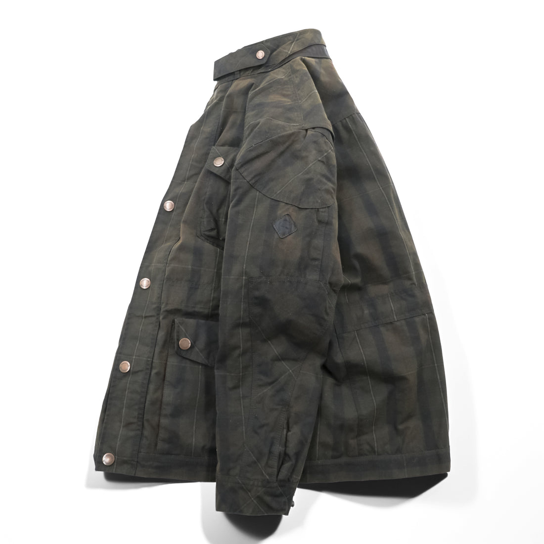 Timberland × British Millerain オイルド ハンティングジャケット L チェック チンストラップ 襟コーデュロイ 英国製生地 ワックスコットン