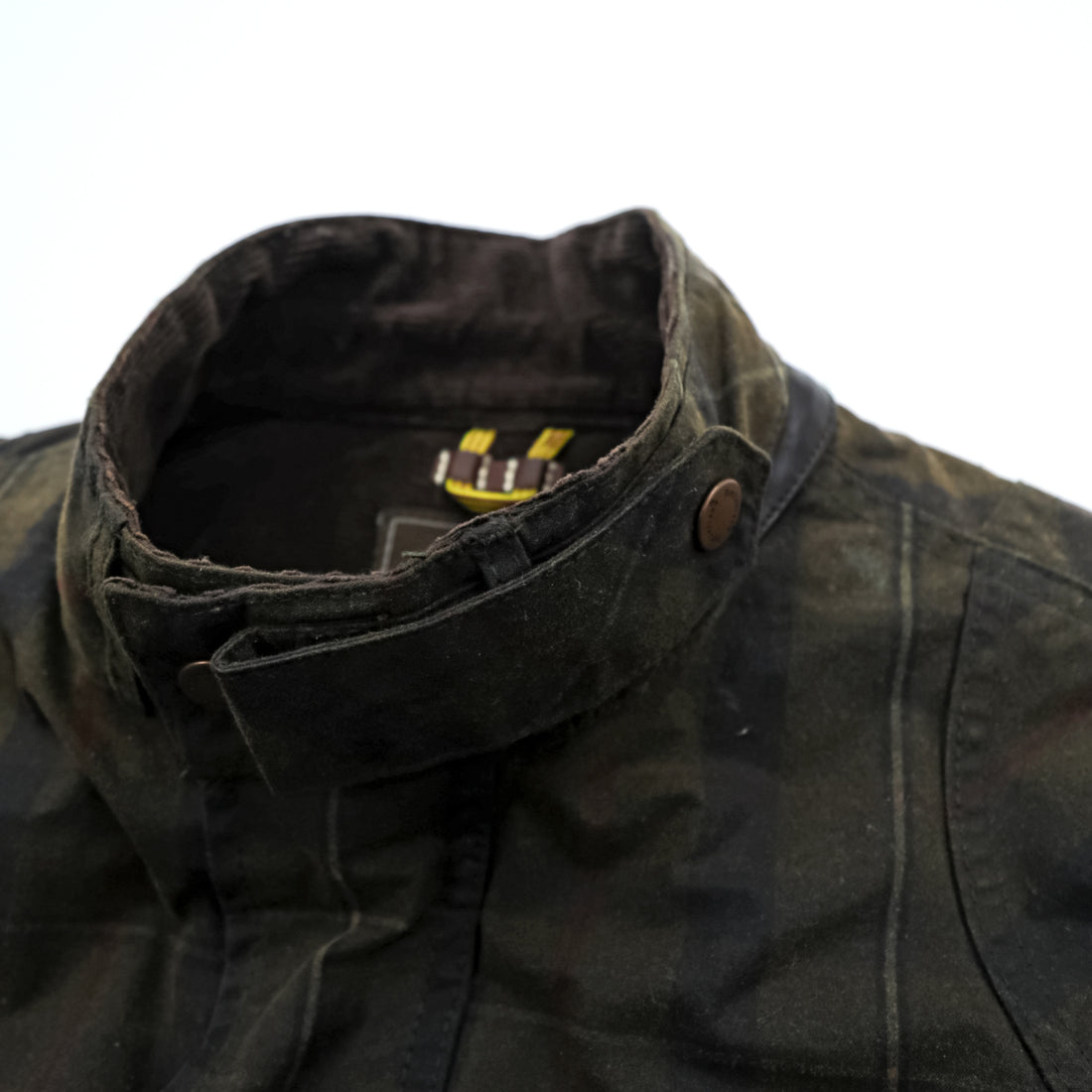 Timberland × British Millerain オイルド ハンティングジャケット L チェック チンストラップ 襟コーデュロイ 英国製生地 ワックスコットン