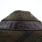 Timberland × British Millerain オイルド ハンティングジャケット L チェック チンストラップ 襟コーデュロイ 英国製生地 ワックスコットン